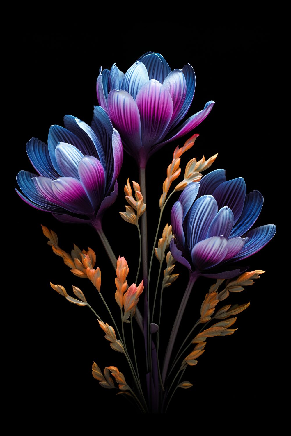 0125_saffron_crocus_purple_gold_67569ca1 Digital Art Gallery of Blue Crocus Flowers - FLORAL AI ART
