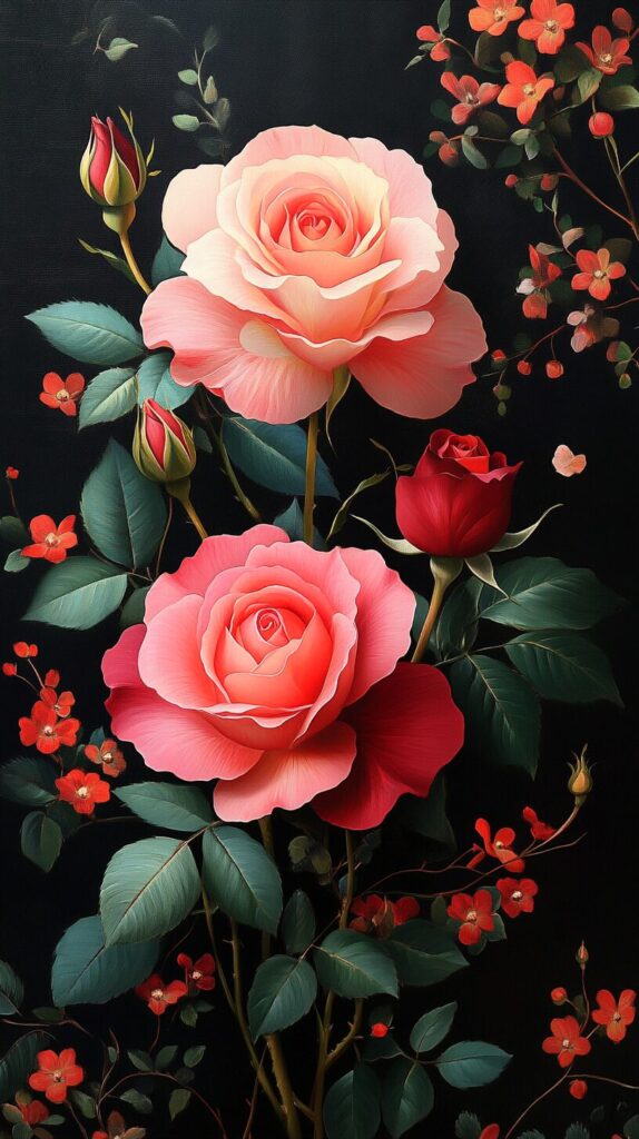 Victorian pink roses arrangement