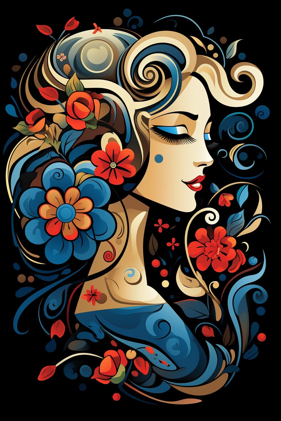  Floral Woman Digital Art – Picasso-Inspired Baroque Style