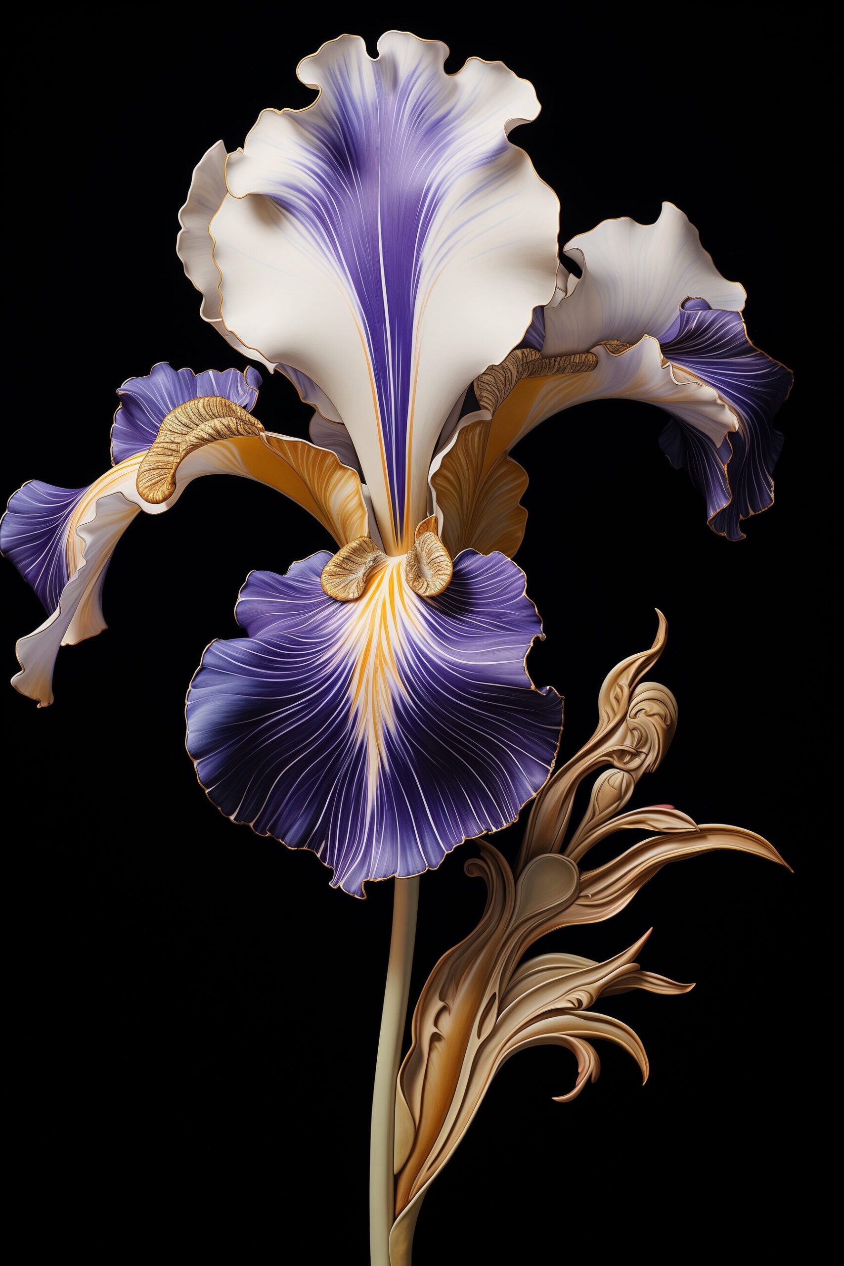  Luxury Iris Floral Design With Gold Accents - FLORAL AI ART