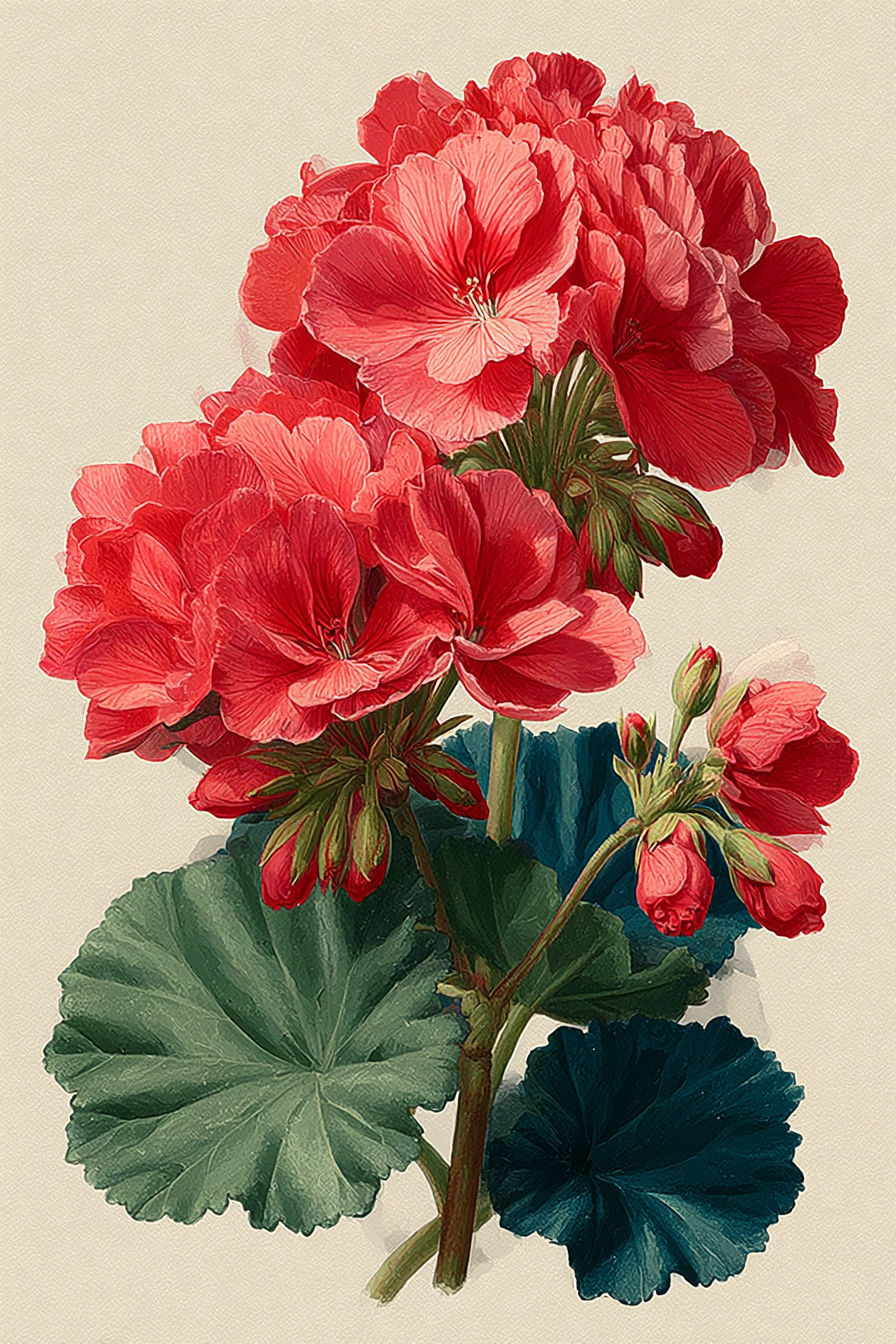 - FLORAL AI ART Vintage Geranium Illustration – Enjoy Beautiful Floral Print